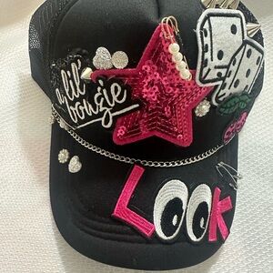 Black and Pink Embellished Cap